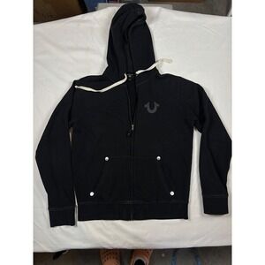 True Religion World Tour Y2K Graphic Buddha Zip Hoodie Black Streetwear SZ S